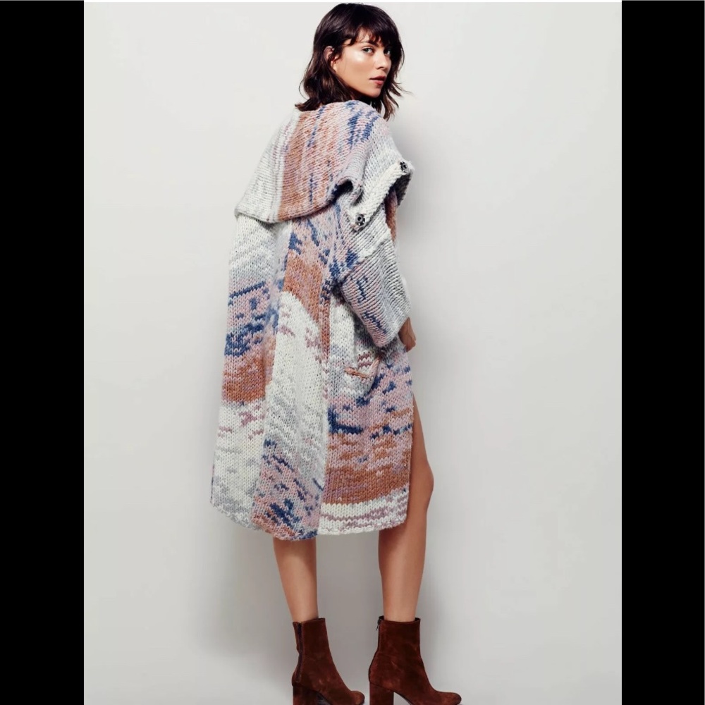Free People Dreamy Fields Cardigan in Silver Cloud